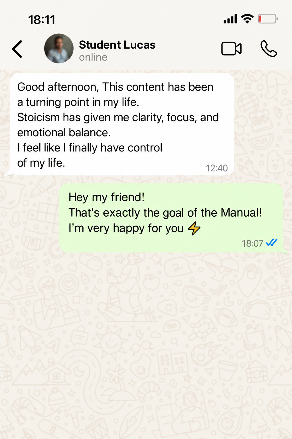 Student testimonial 2 about the Stoicism Manual