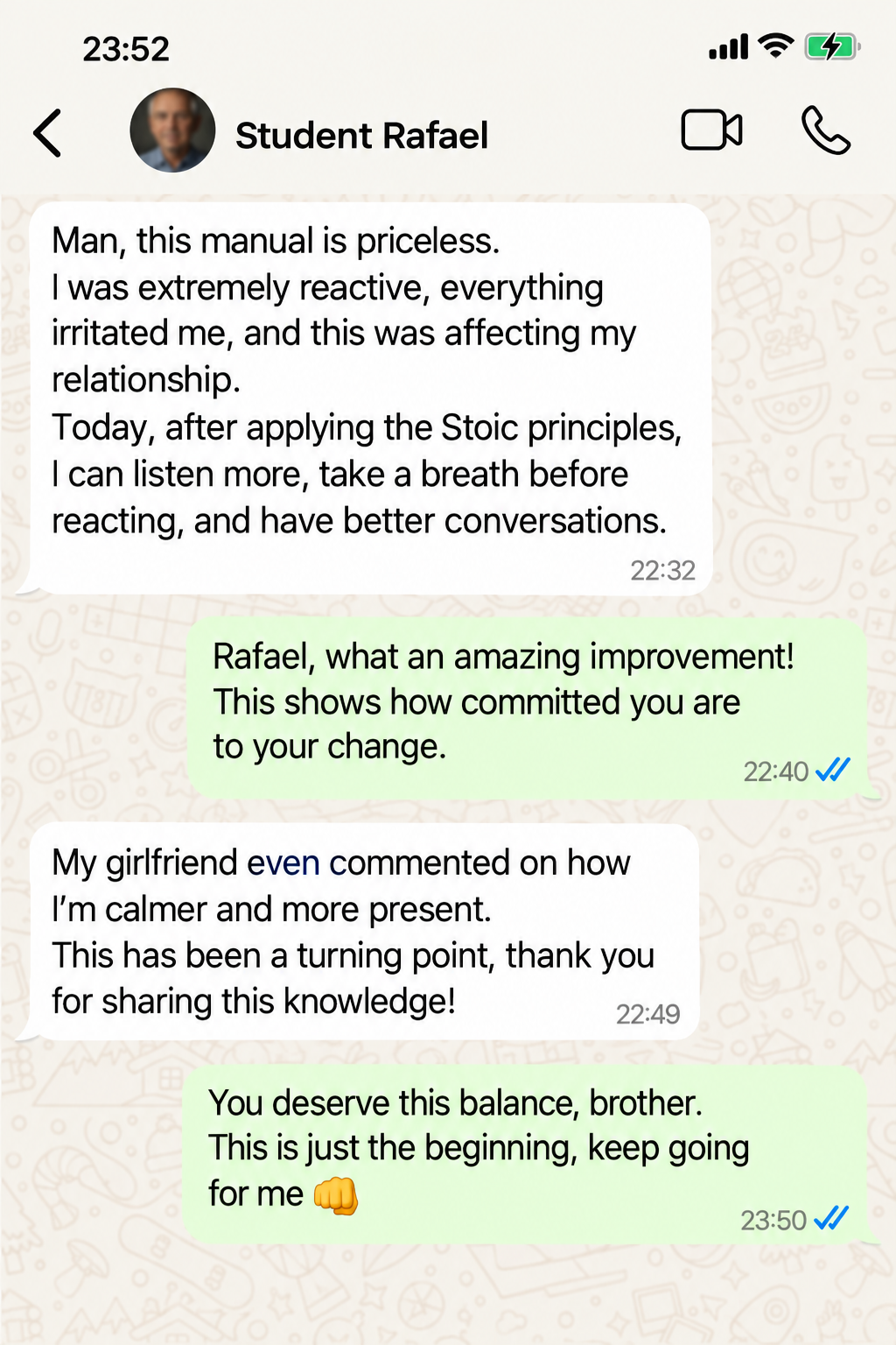 Student testimonial 4 about the Stoicism Manual